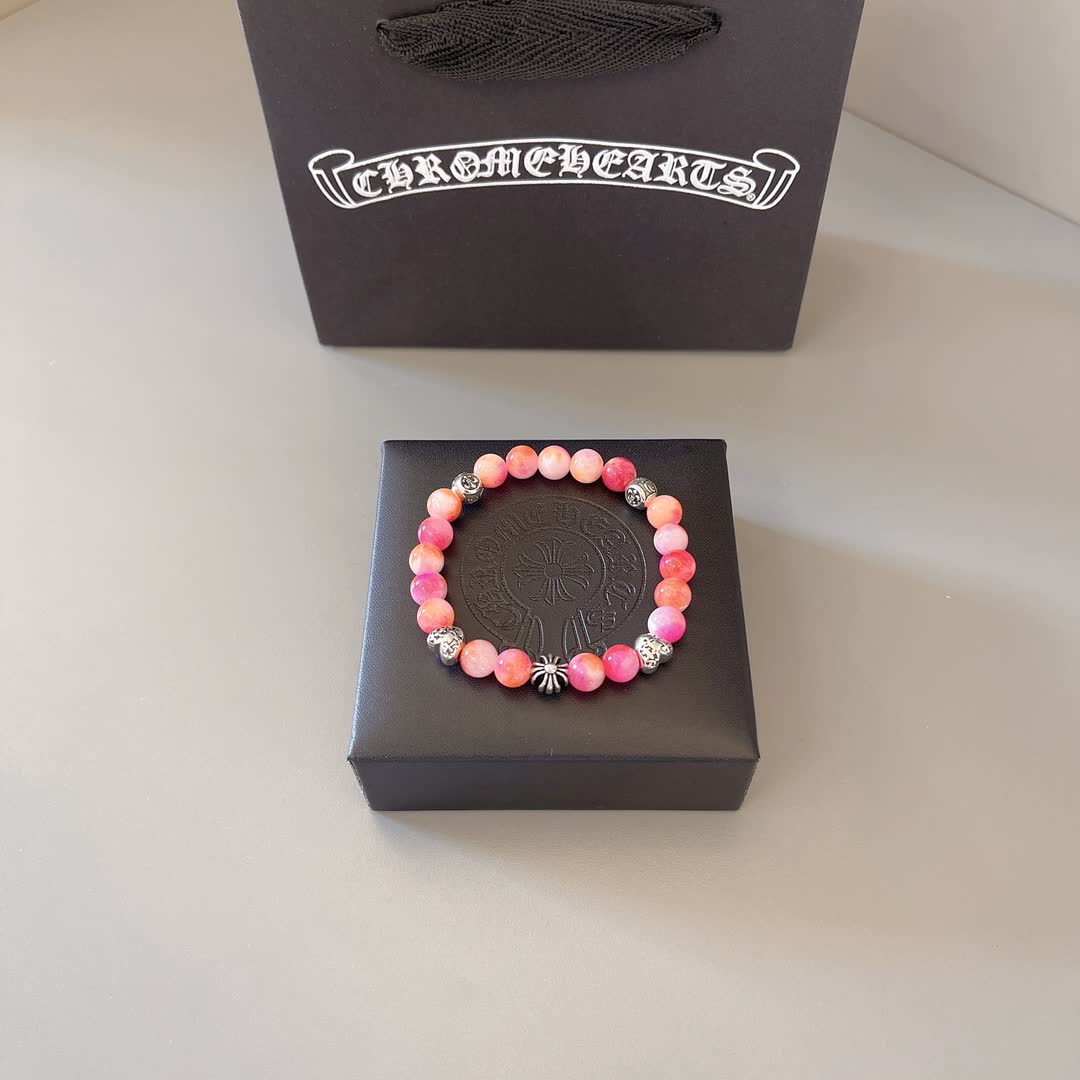 Chrome Hearts Chromecards Pink Agate Bracelet Chrome Hearts Chromecards Pink Agate Bracelet